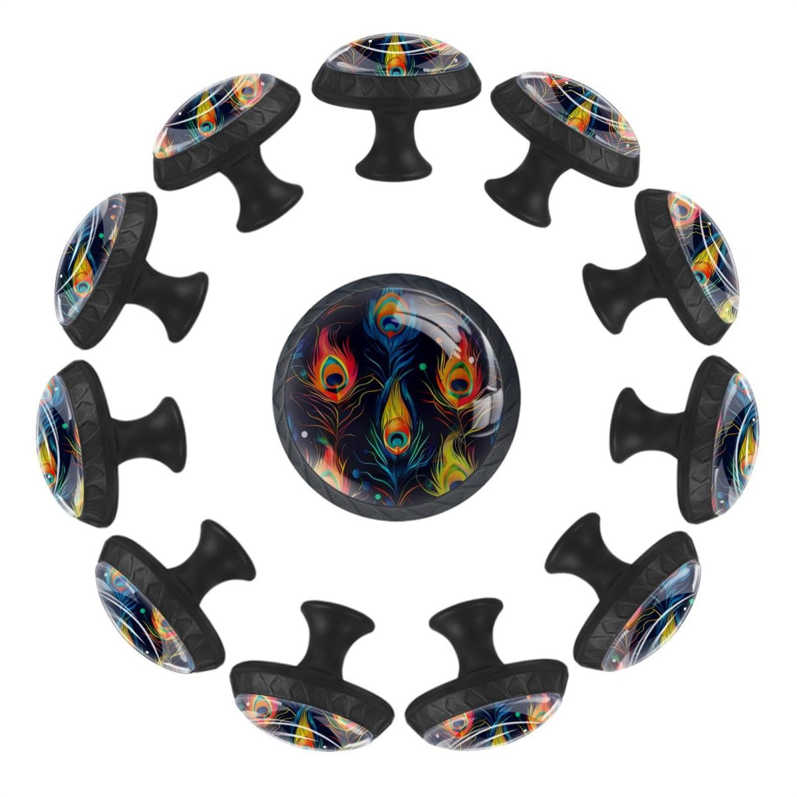 Boutons de tiroir en cristal pour chambre à coucher et placard au design de paon