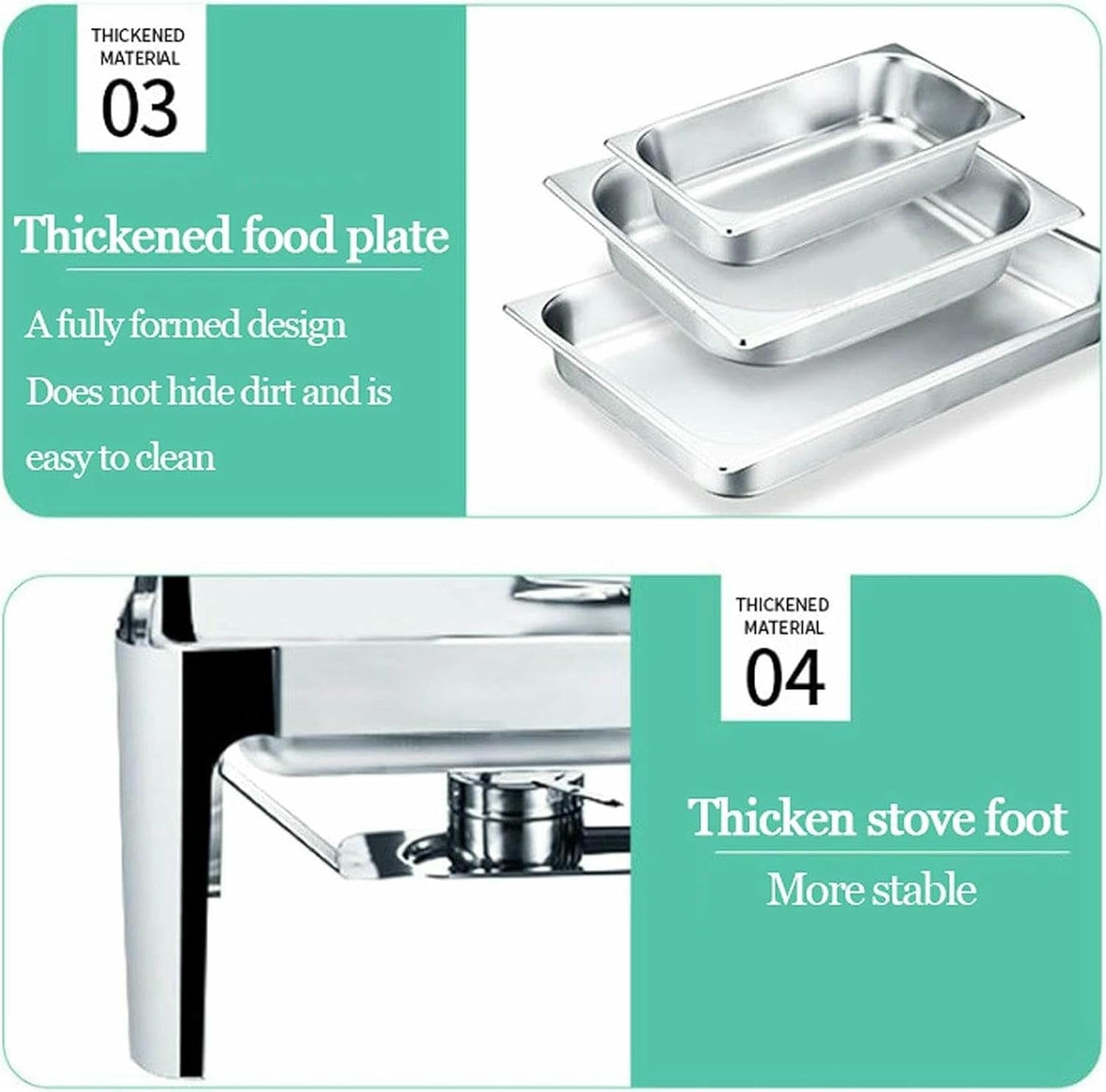 Juego de bufé con plato for calentar alimentos, servidores y calentadores de alimentos de acero inoxidable con tapa, calentadores de alimentos for catering for banquetes, fiestas en la cocina, 9 l, va