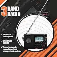 Vista 3 de Retekess V115 Shortwave Radio, Digital Radio AM FM, Shortwave Receiver with 1000mAh Rechargeable Battery, Presets, TF/AUX Playback and Recording