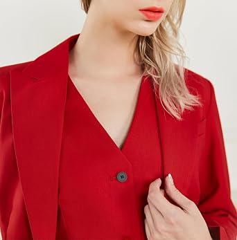 Women's Suiting 3 Piece Suit for Women Business Solid Peaked Lapel Suit Blazer Pants Set Office Lady Outfits Suits