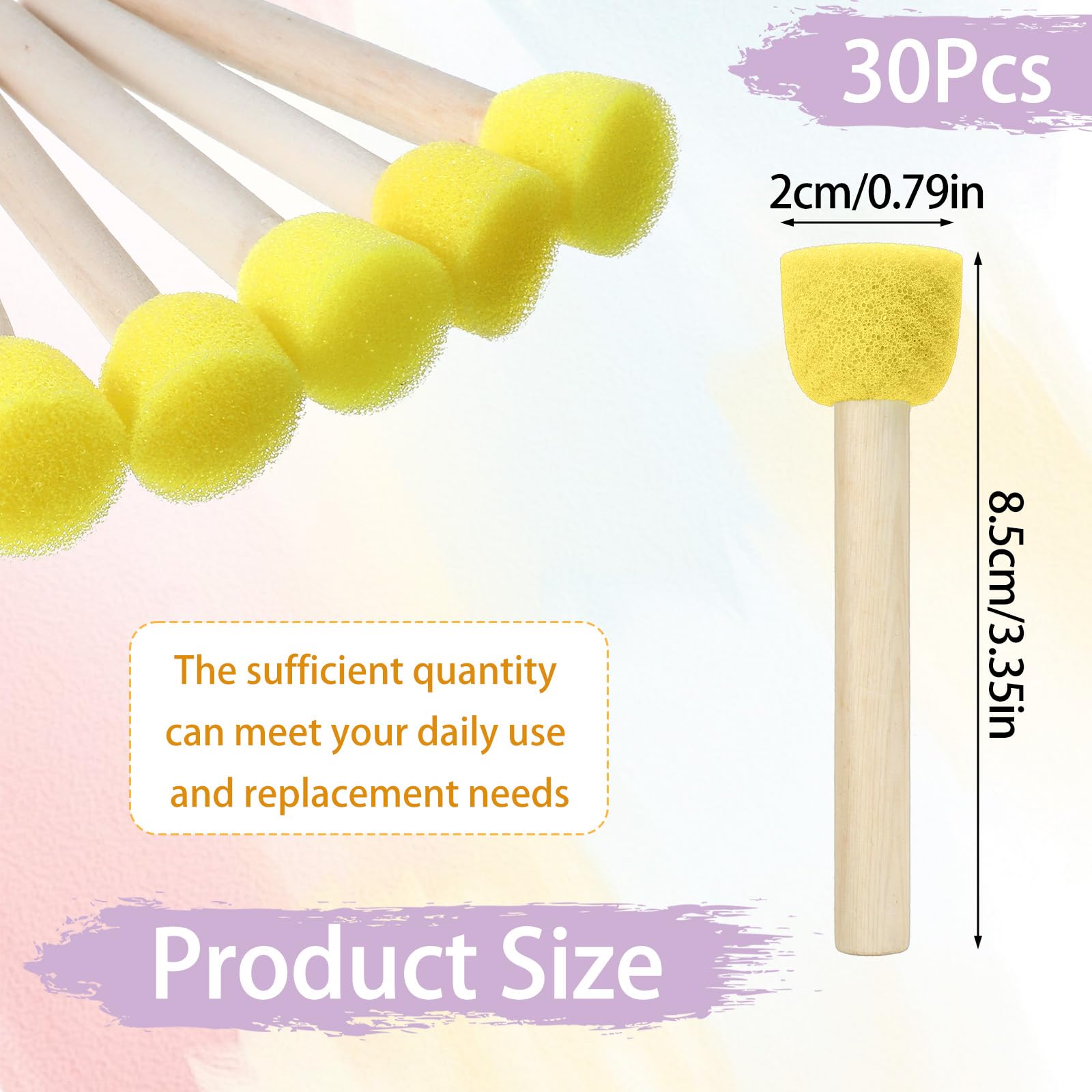 Nogeqi 30 Stück Schwammpinsel Malerei Runden Schwammstupf Pinsel Pinselset, Schaumstoff Schwämme Tupfpinsel Schaumstoffpinsel Stupfpinsel zum Malen für DIY Malerei Handwerk Werkzeuge