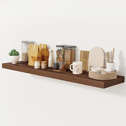 Miniatura 23 de Estantes flotantes de color blanco profundo de 12 pulgadas, estante flotante de 16 x 12 pulgadas para libros, estantes de pared profundos de madera