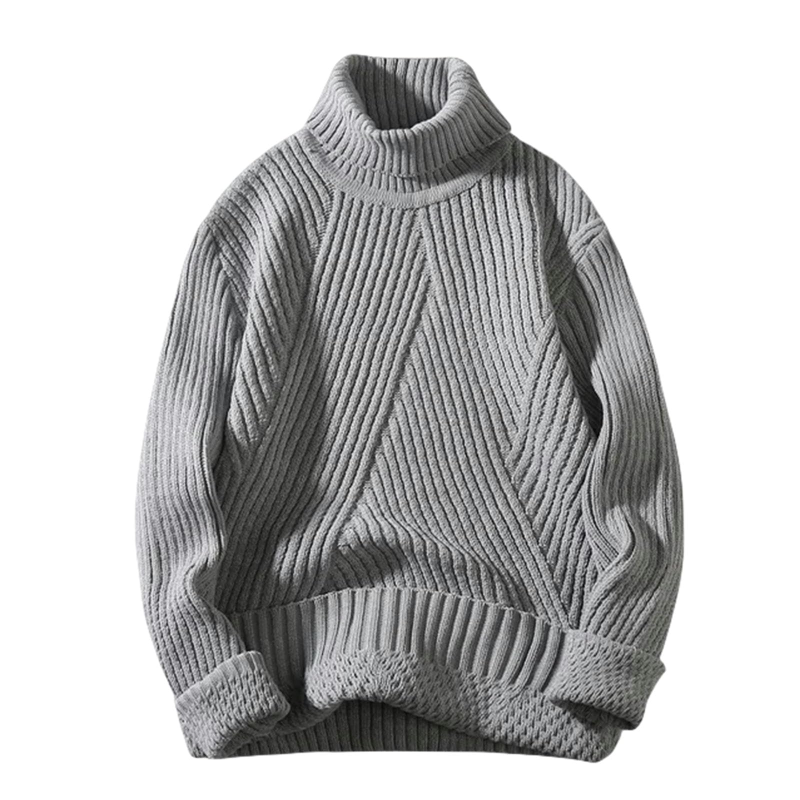 Męskie swetry jesienno-zimowe męskie swetry z golfem swetry jednolity kolor długi rękaw slim fit dzianinowy sweter na co dzień
