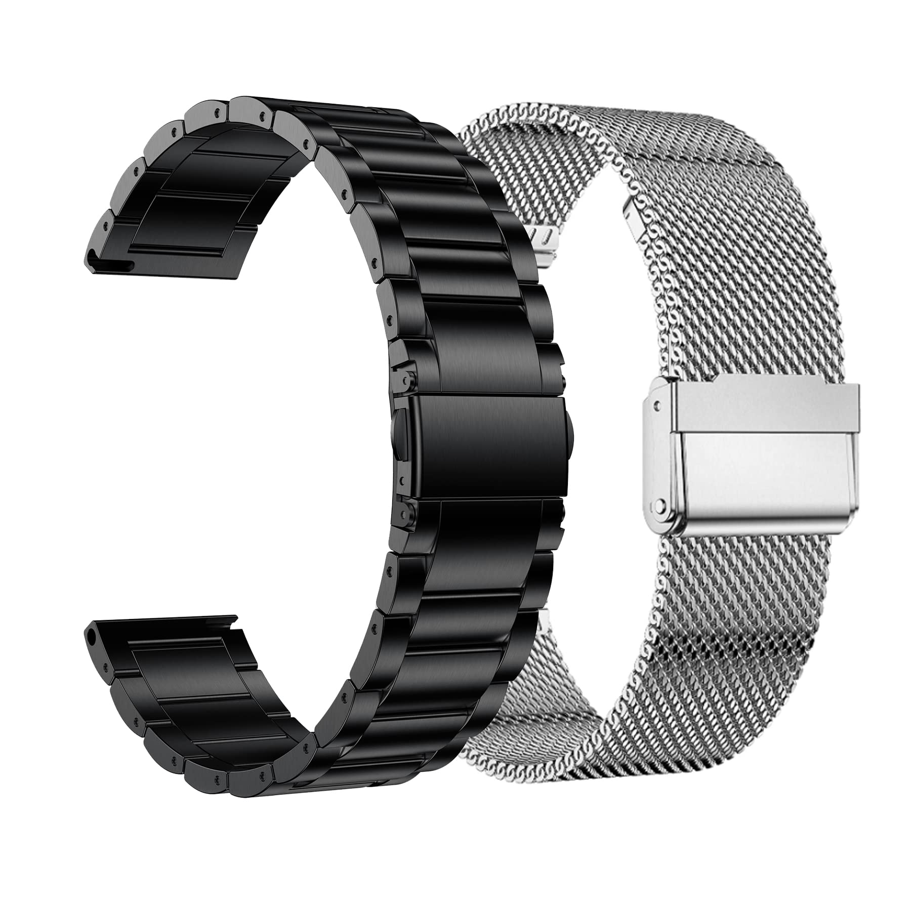 Uhrenarmband für Garmin Vivoactive 5, 6/3, 20 mm, Milanaise- und Edelstahl-Metallarmband für Venu/Venu Sq/Forerunner 645/245 Smartwatch, schwarz