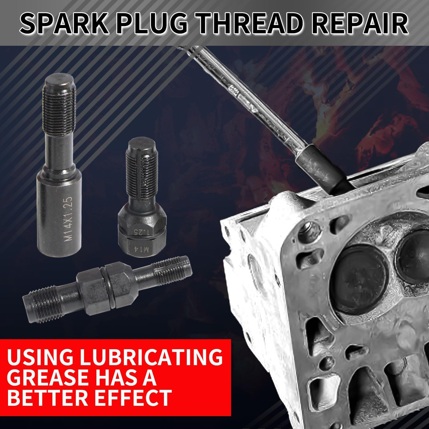 DPTOOL Spark Plug Thread Chaser Kit,Oxygen Sensor Thread Chaser kit,Metric M10 M12 M14 M18 M20 M22 with 3/8" Square Drive Rethreading Tool for Repair Stripped Damaged Thread