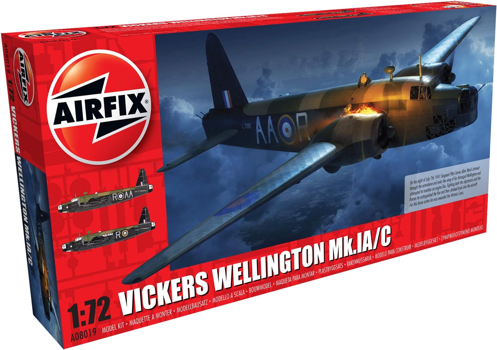 Vickers Wellington MK IA 1:72 Military Aviation Plastic Model Kit A08019 Gray