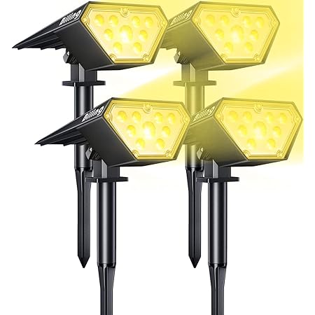 Amazon ガーデンライト ソーラー 屋外 ソーラーライト 最大15時間照明 高輝度 低輝度照明モード Ip67防水 自動点灯 消灯 防犯防災対策 ガーデン 駐車場 庭 玄関先 4個セット ウォームホワイト セキュリティ センサーライト