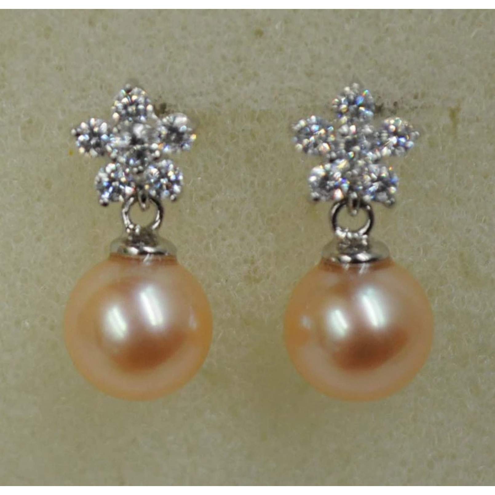 BAJIE Ohrring AAA 8Mm runder rosa Süßwasserperlenohrring Sterling Silber