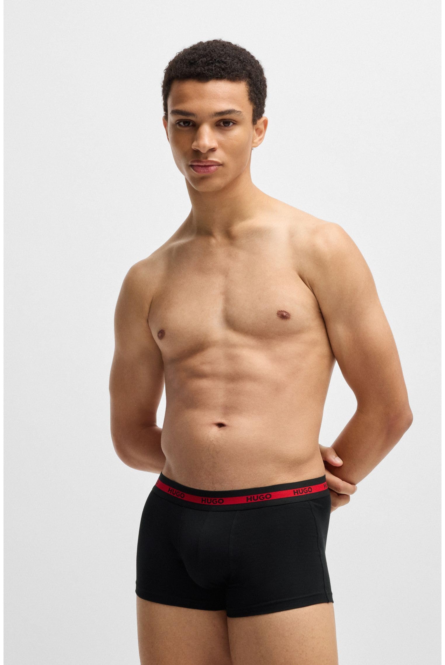 Hugo Paquete de 3 Calzoncillos Elásticos de Algodón con Logotipo Llamativo Bañadores Ajustados para Hombre Hombre