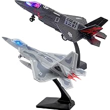 OTONOPI Fighter Jet Toy F-35 & F-22 Military Plane Model Aircraft Army Air Force Diecast Metal Airplane Pull Back Fighter Bomber Attack Plane with Lights and Sounds Collection for Kids