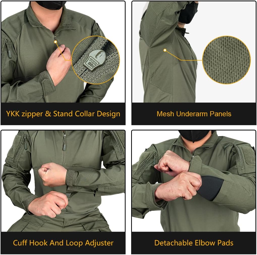 IDOGEAR Men’s Tactical Military Shirts 1/4 Zip Combat BDU Shirts Camo Long Sleeve with Pockets for Outdoor Airsoft Paintball - Image 5
