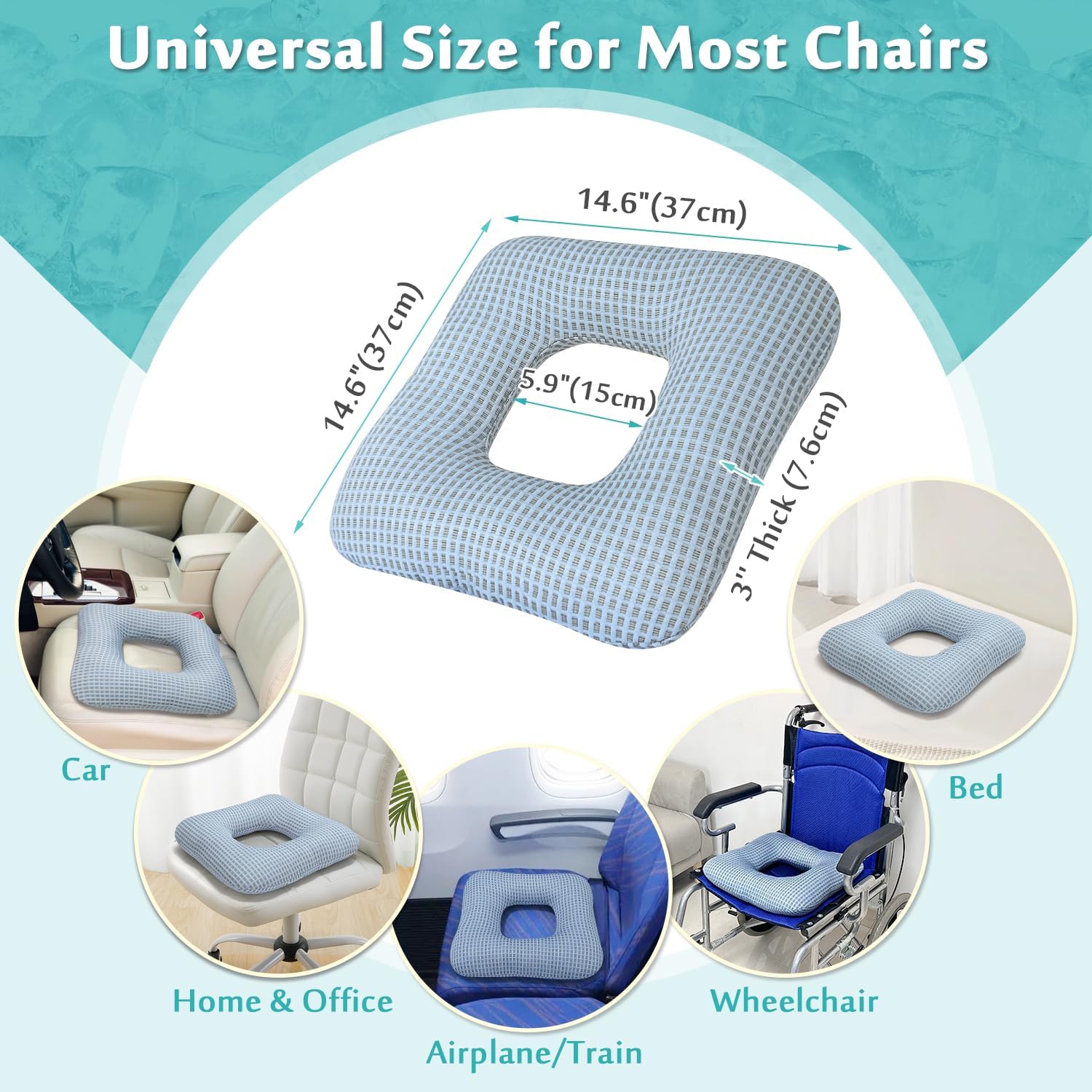 AOSSA Bed Sore Cushions for Butt Positioning Pillow Pressure Ulcer Cushion Medical Pressure Relief Sleeping Pillow After Surgery Positioner Wedge Turning Back Leg Coccyx Support Sitting Seat Cushion