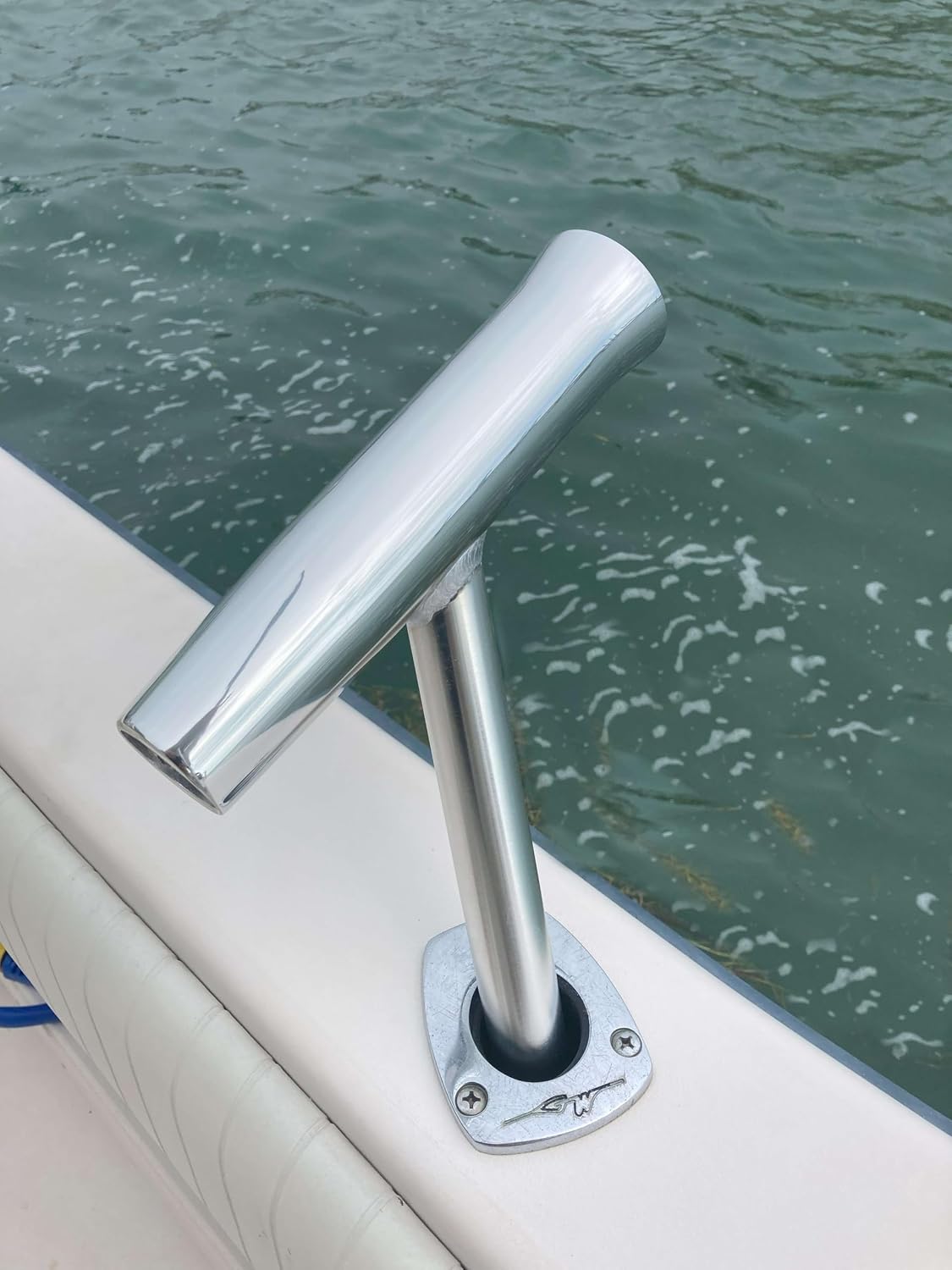 1-Way Fishing Rod Holder - 10" Flared Tulip - Outrigger Style - Rod Rigger - Polished Aluminum