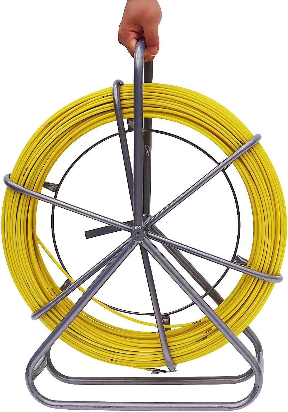 426FT Fish Tape Fiberglass 1/4 inch(6MM) Fishing Wire Puller Duct Rodder Cable Running Electrical Fishtape Tool Rod with Durable Steel Stand for Conduit & Electrical Installations