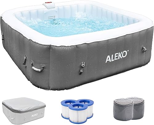 Miniatura 1 de ALEKO Spa inflable para bañera de hidromasaje  Burbuja de chorro personal de alta potencia  con cubierta ajustable y 3 cartuchos de filtro  265