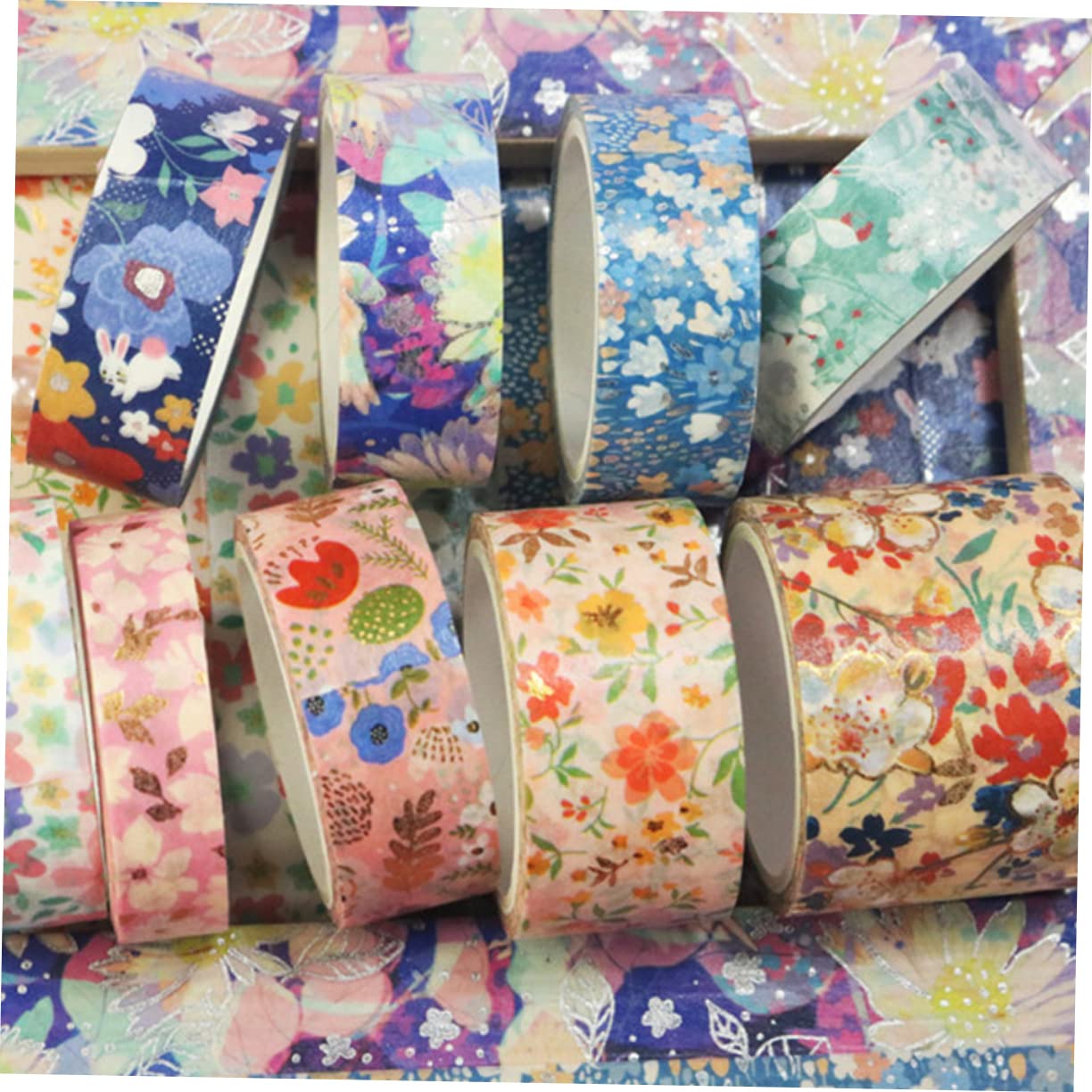 DOITOOL 4 Sätze Frische Blumenmuster Washi Tape Dekorative Scrapbooking Tapes Für Diy Bastelprojekte Für Tagebücher Alben Und Dekorationen 9 Rollen * 4