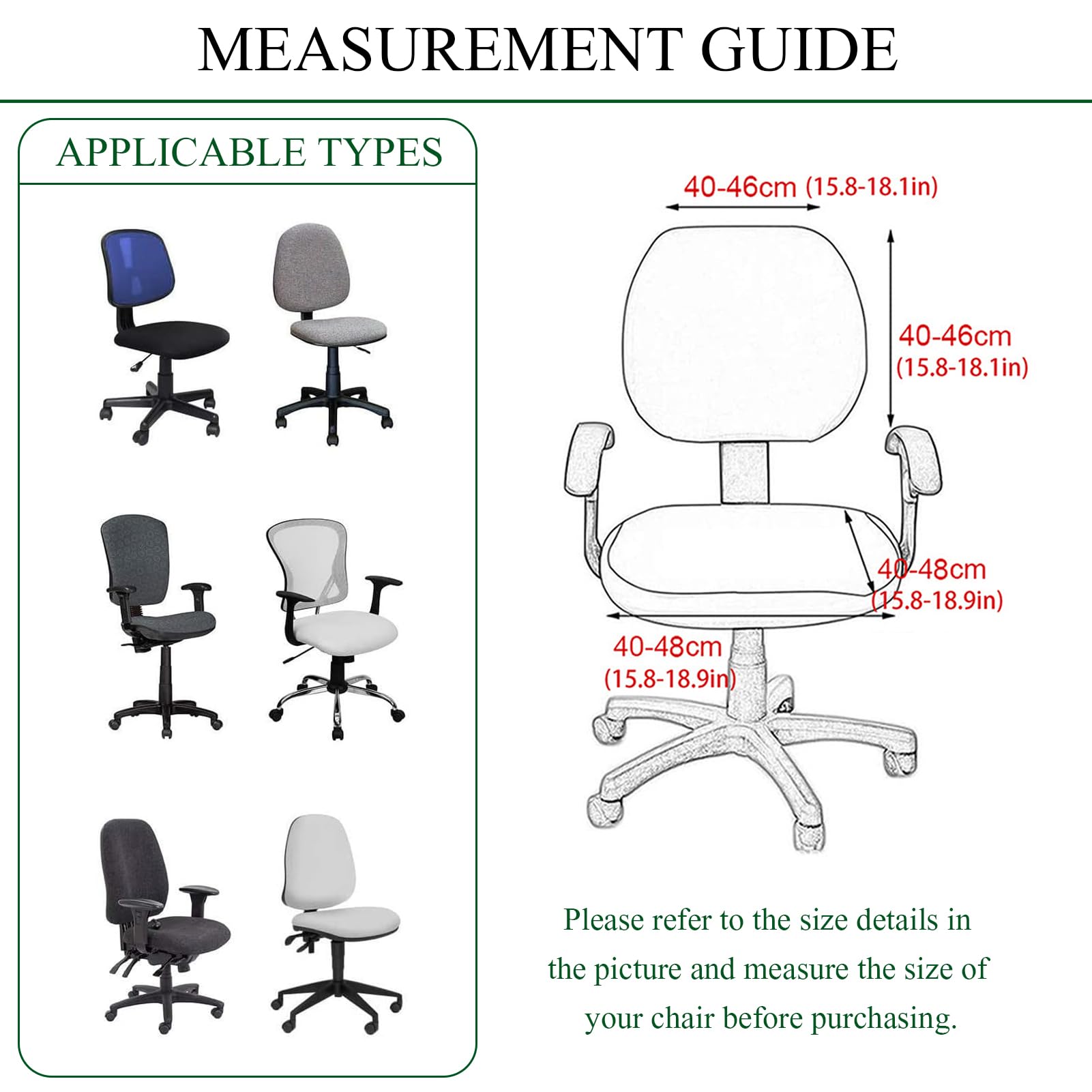 Housse de Chaise de Bureau Extensible Universelle Lavable - 2 Pièces Extensibles en Tissu Spandex - Protection Amovible Moderne sans Accoudoirs (Curcuma,6 Pièces)