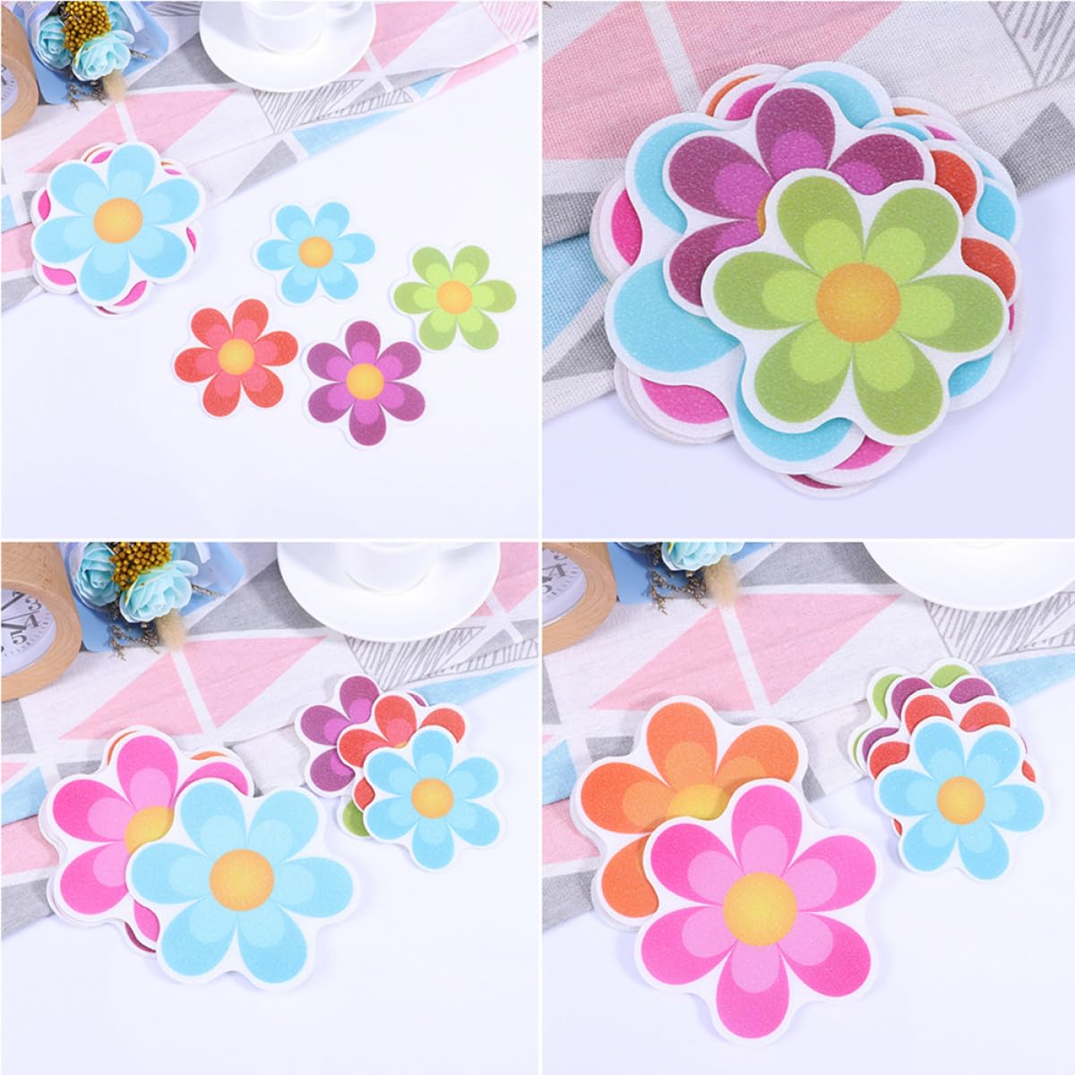 MAGICLULU 57stücke Peva rutschfeste Aufkleber Mit Buntem Blumenmuster Für Bad Toilette Und Zuhause Selbstklebende Antirutsch-Sticker Für Mehr Und Dekoration