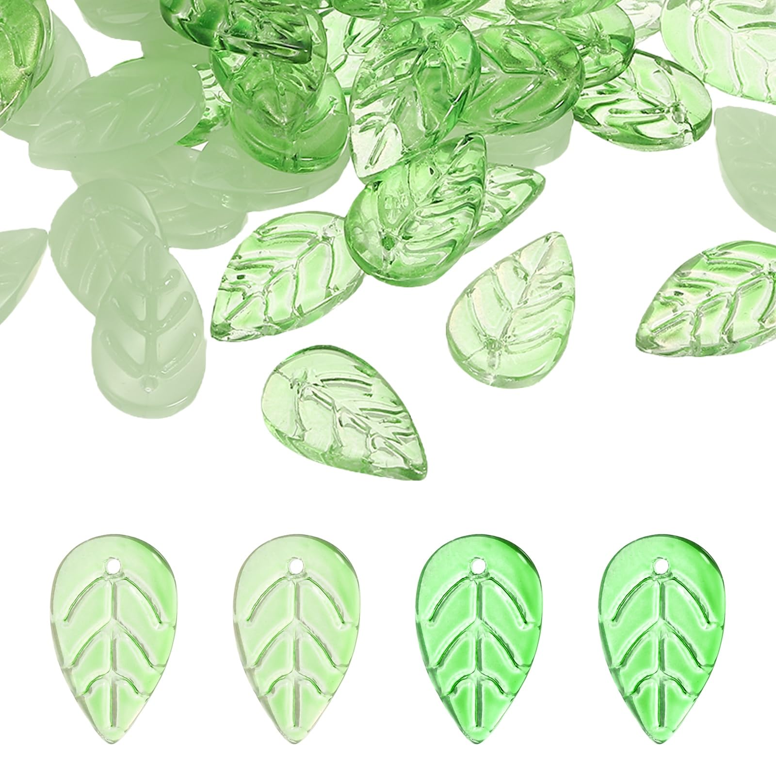PATIKIL Leaf Beads, 100Pcs Crystal Leaf Translucent