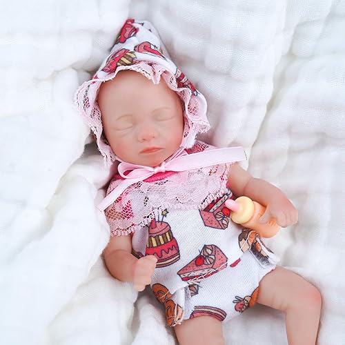 Miniatura 5 de BABESIDE Aurora - Muñecas de bebé recién nacidas en miniatura de silicona platino de 6 pulgadas con kit de alimentación y caja de regalo