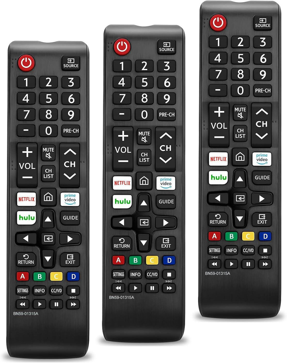 3 pack universal replacement for all samsung smart tv remote,for samsung bn59-01315j bn59-01301a bn59-01315a remote for samsung tv remote