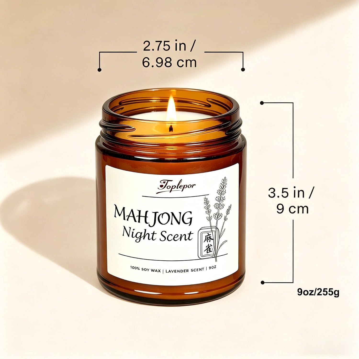 Mahjong Night Scented Candle - Lavender Soy Wax Jar 9oz, 100% Soy Wax 45-Hour Clean Burn, Funny Gift for Mahjong Lovers, Perfect Candle Gift for Halloween Christmas & Holiday