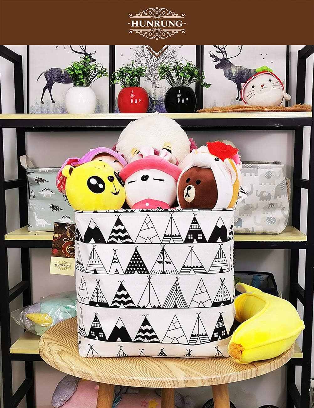 Square Storage Bins Laundry Basket Foldable Gift Baskets Bedroom(Tent)
