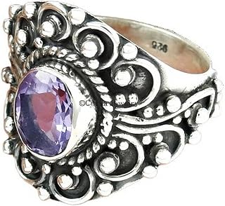 Natural Amethyst Gemstone Classic Ring, Stylish Ring, Statement Bohemian Ultimate Ring, Victorian Ring, Spiritual Gifts, February Birthstone, Silver Oxidized Ring (amethyst)