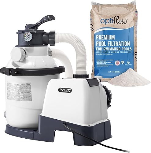 Miniatura 12 de Intex 26641EG Bomba de filtro de arena Krystal Clear para piscinas sobre el suelo, incluida con arena de filtro de sílice puro OptiFlow Premium,