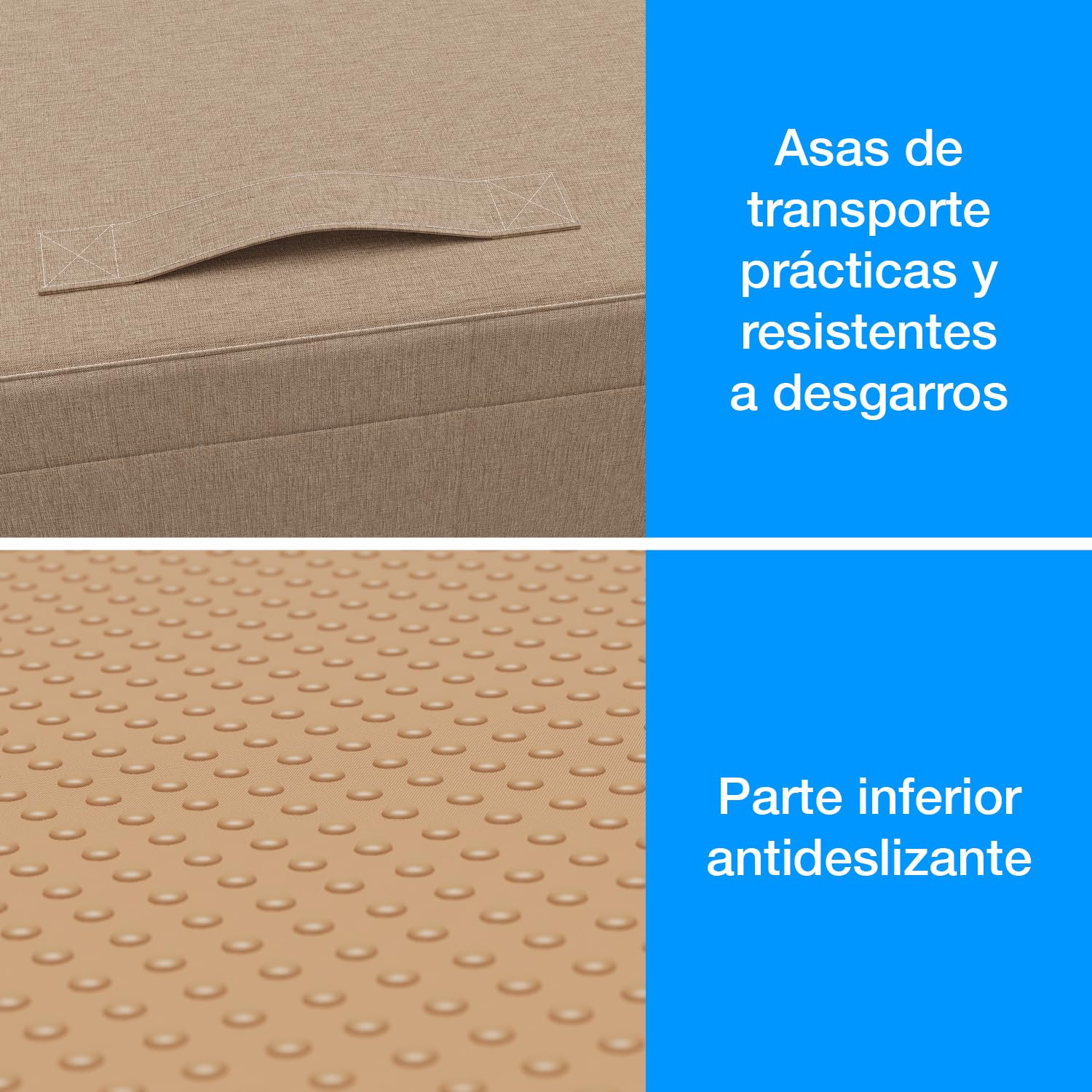 ELONEO Funda para Colchón Plegable - 90x200x15 cm, Funda Protectora con Bolsillos Laterales para Cama Plegable, Asiento y Pouf, Lavable, Diseño Moderno Crema