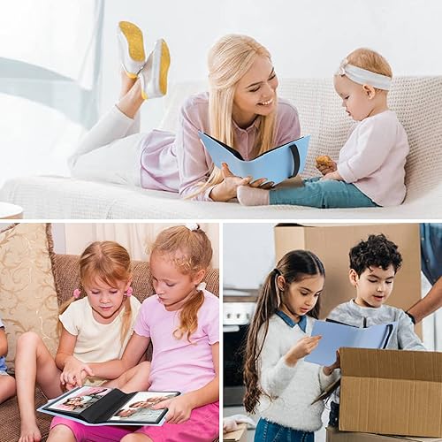 Miniatura 7 de Paquete de 2 álbumes de fotos de 5 x 7 con capacidad para 64 fotos, páginas interiores negras con banda elástica fuerte, álbum de fotos pequeño de 5