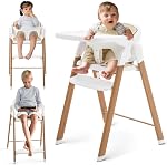 Ihoming 5-in-1 Baby High Chair Foldable Adjustable Feeding Seat for Toddlers, Portable Highchair with Removable Dishwasher, High Capacity 240lb Adult Dining Chair Conversion, White