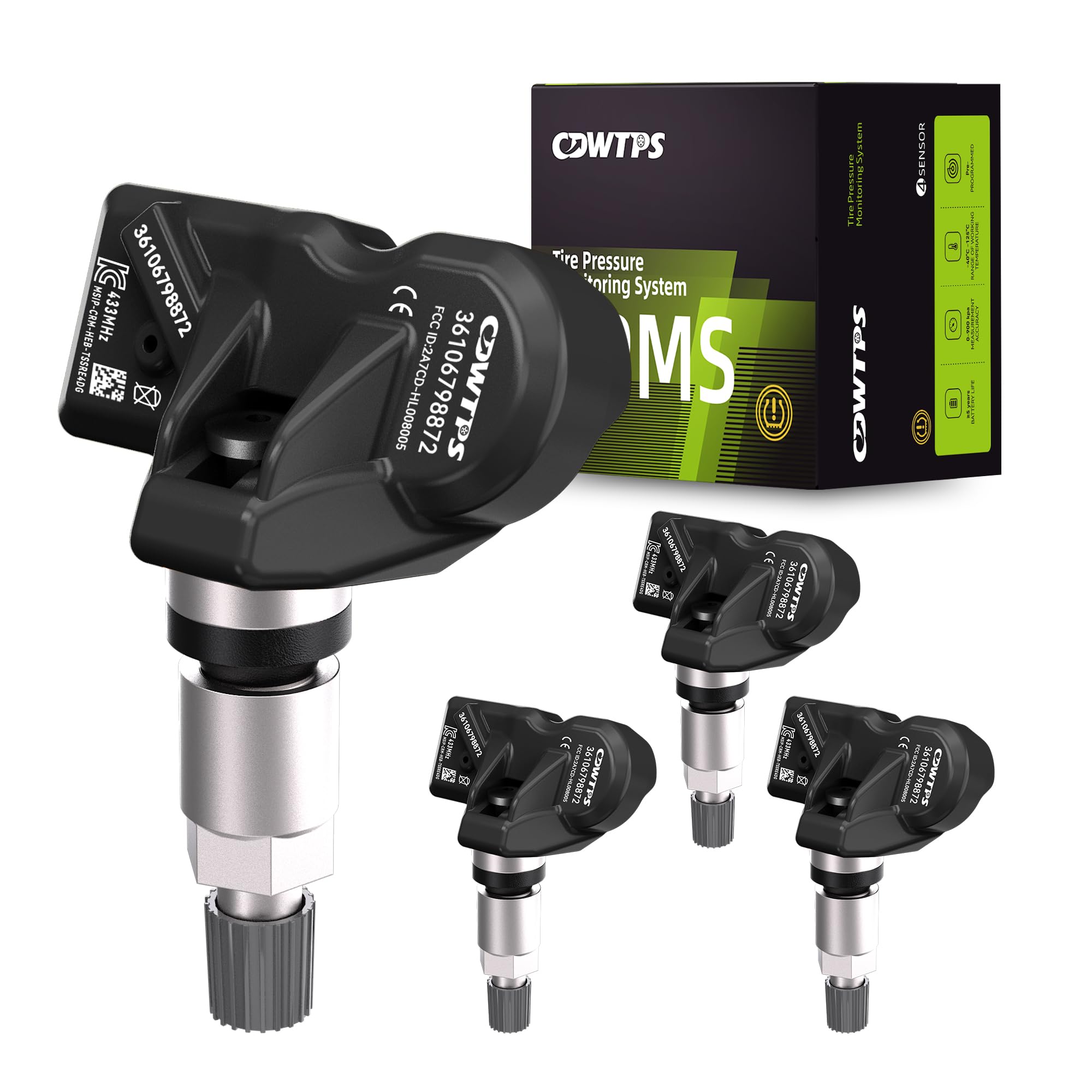 CDWTPS TPMS Sensor,433MHZ Tire Pressure Monitor System 4-Pack for BMW| Mini Replaces# 36106798872 36106890964 36106874830