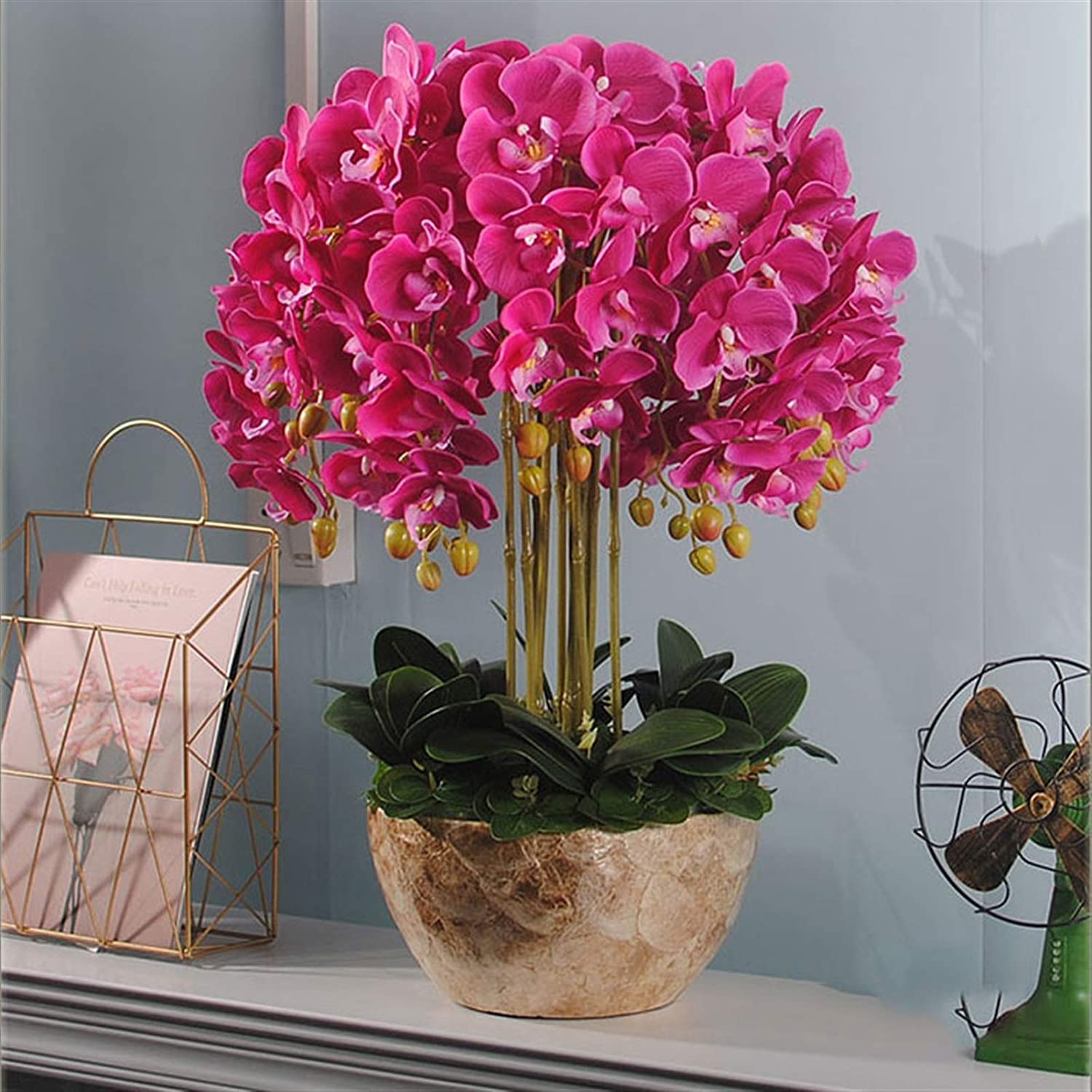 XDLEDMKIZ Orchid Artificial Flowers Potted Faux Orchids Realistic Touch Artificial Phalaenopsis Flowers Plant Flower Arrangement Home Decor Artificial Flowers natural loo