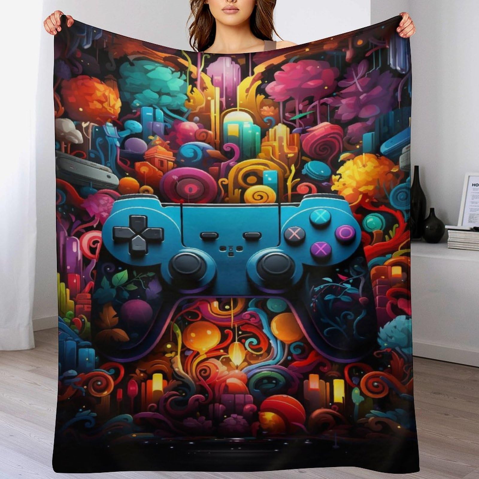 Couverture de lit gamer 130x180 pour canape et lit deco interieure de qualite superieure