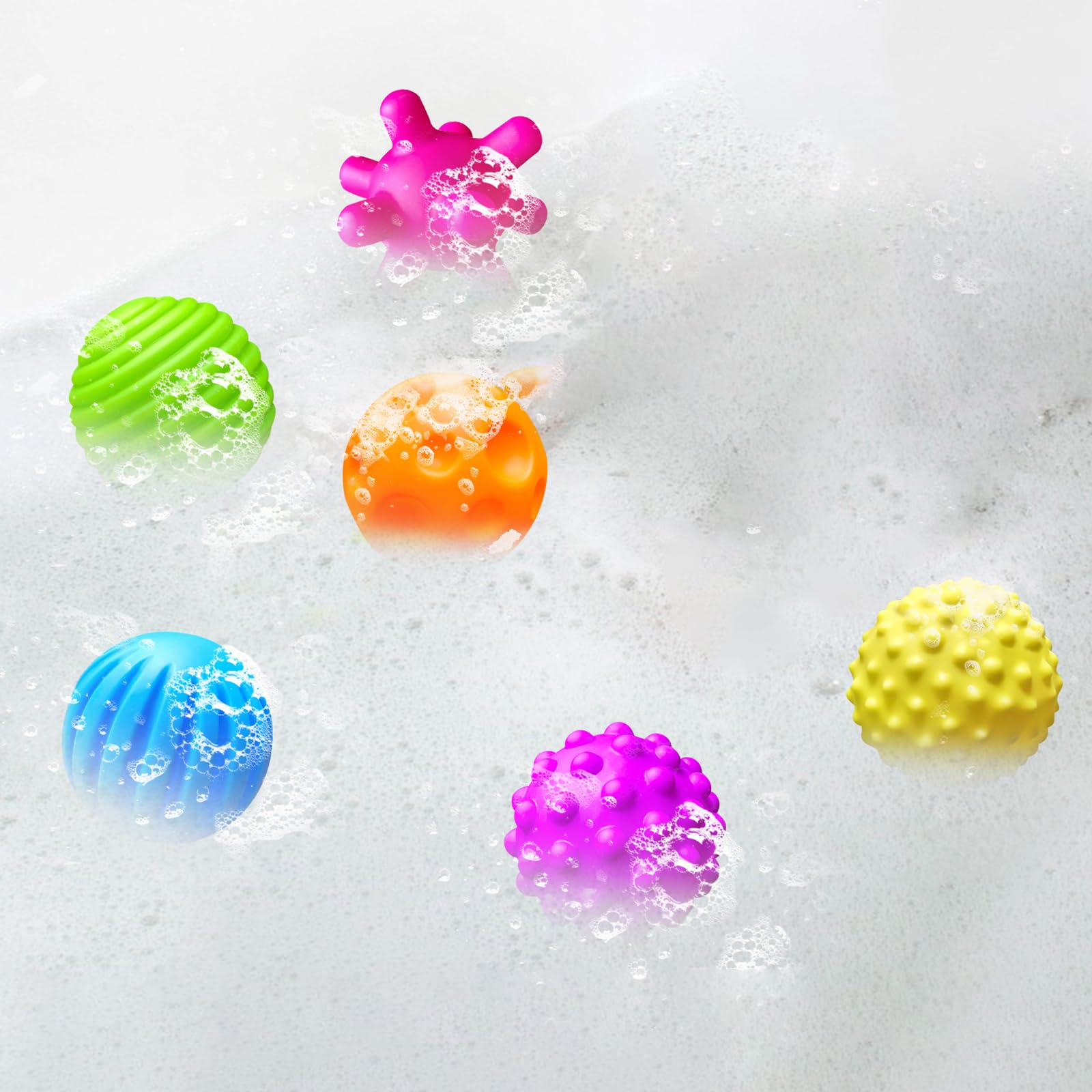 Paquete de 6 bolas sensoriales para niños pequeños, juguetes sensoriales para bebés, juguetes sensoriales suaves para apretar, juego de bolas múltiples, regalos con textura de color 4