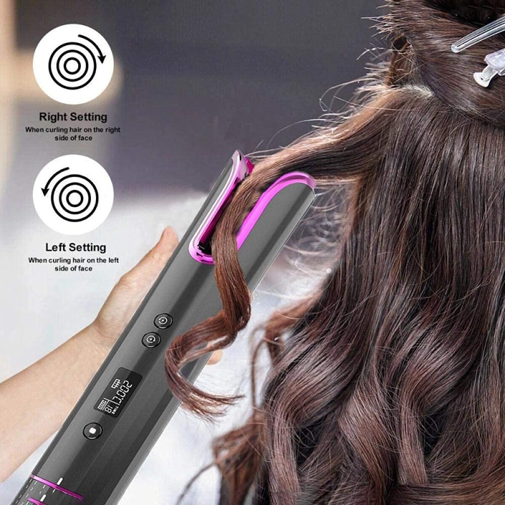 Cuervillo portátil para Cabello portátil Curling Automatic Hierro, Viaje de Carga USB Inteligente Curling Inalámbrico Pinzas LCD Curling Automático Hierro