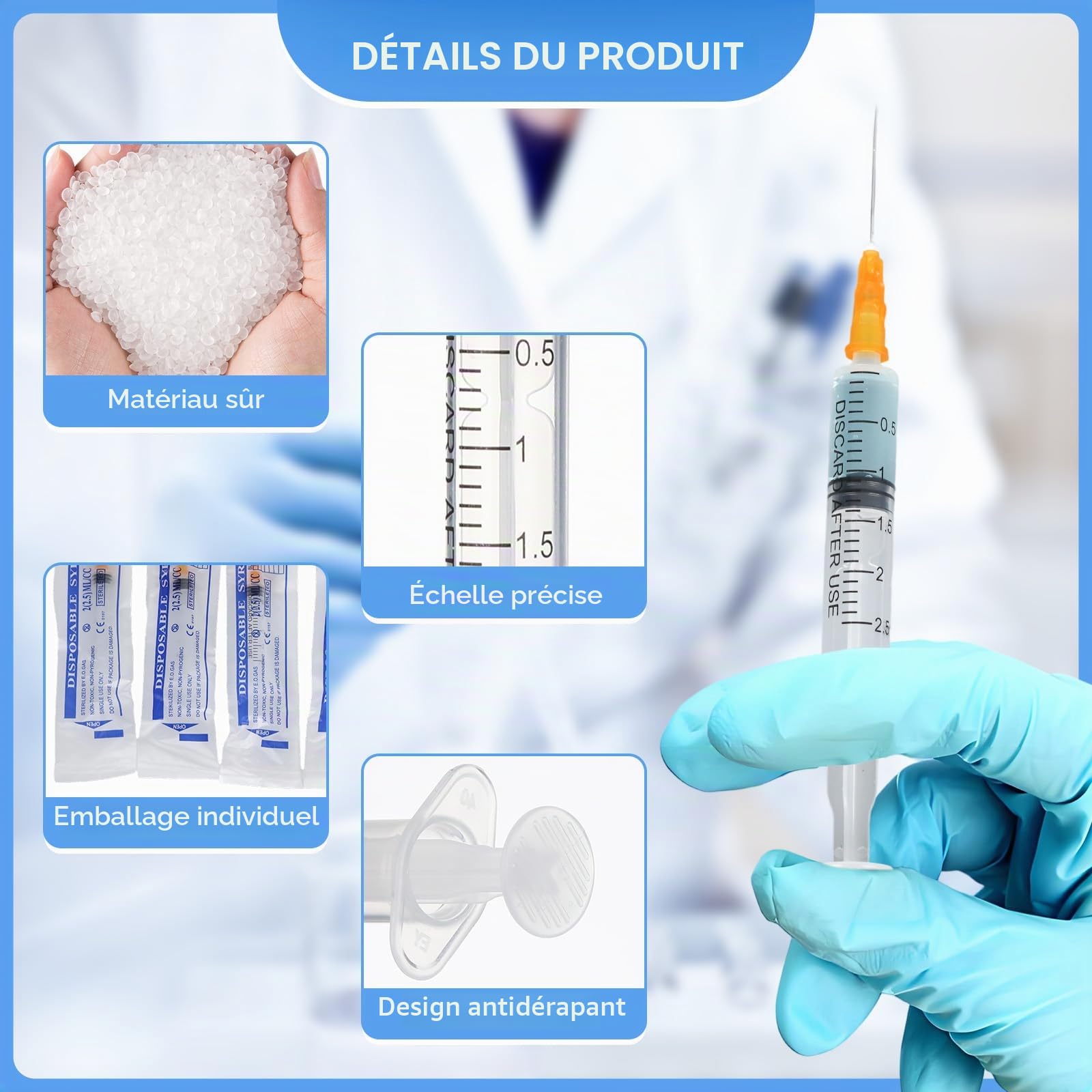 Lot de 40 seringues en plastique avec aiguille, polyvalentes, 2,5 ml, seringues en plastique emballées individuellement, seringues doseuses avec capuchons pour jardin, soins des animaux domestiques