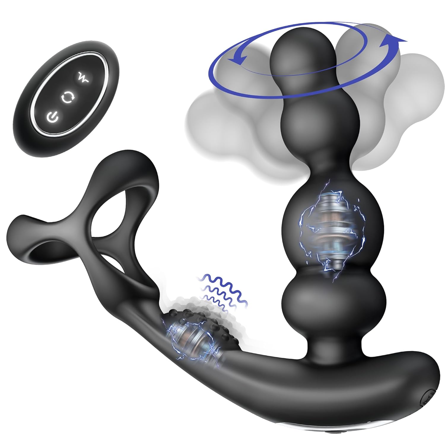 Sex Toys for Men Anal Vibrator Prostate Massager with Cock Ring Male Sex Toys with 3 Rotating 10