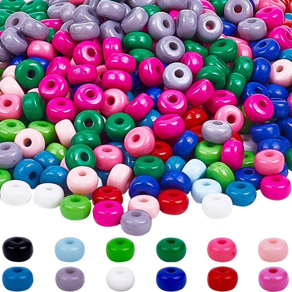 Perles acryliques 7mm rondes et plates rose noir pour création bijoux - Lot de 600