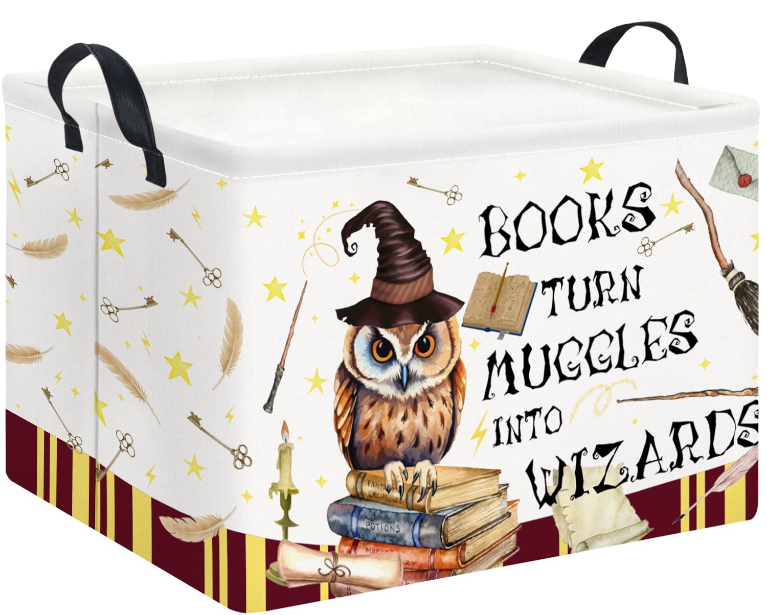 Rectangle Storage Basket with Handles,Collapsible Storage Bin,Books Box,Gift Basket(Magic)