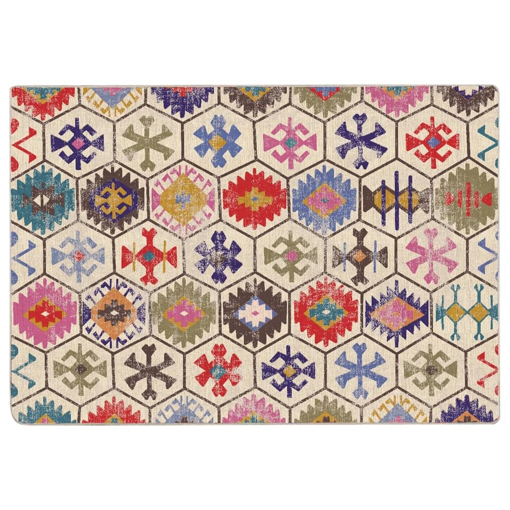 Tapis lavable multicolore à velours doux pour chambre et salon cosy