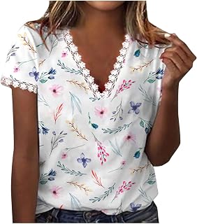 Lightweight Cotton Tunics Fancy Maternity Tops Girl Floral Kaftan Tunic Deep V Neck Ref Shirts Padded Tunic Blue Lace T Shirt Tops Casual Spring Cute Top Junior