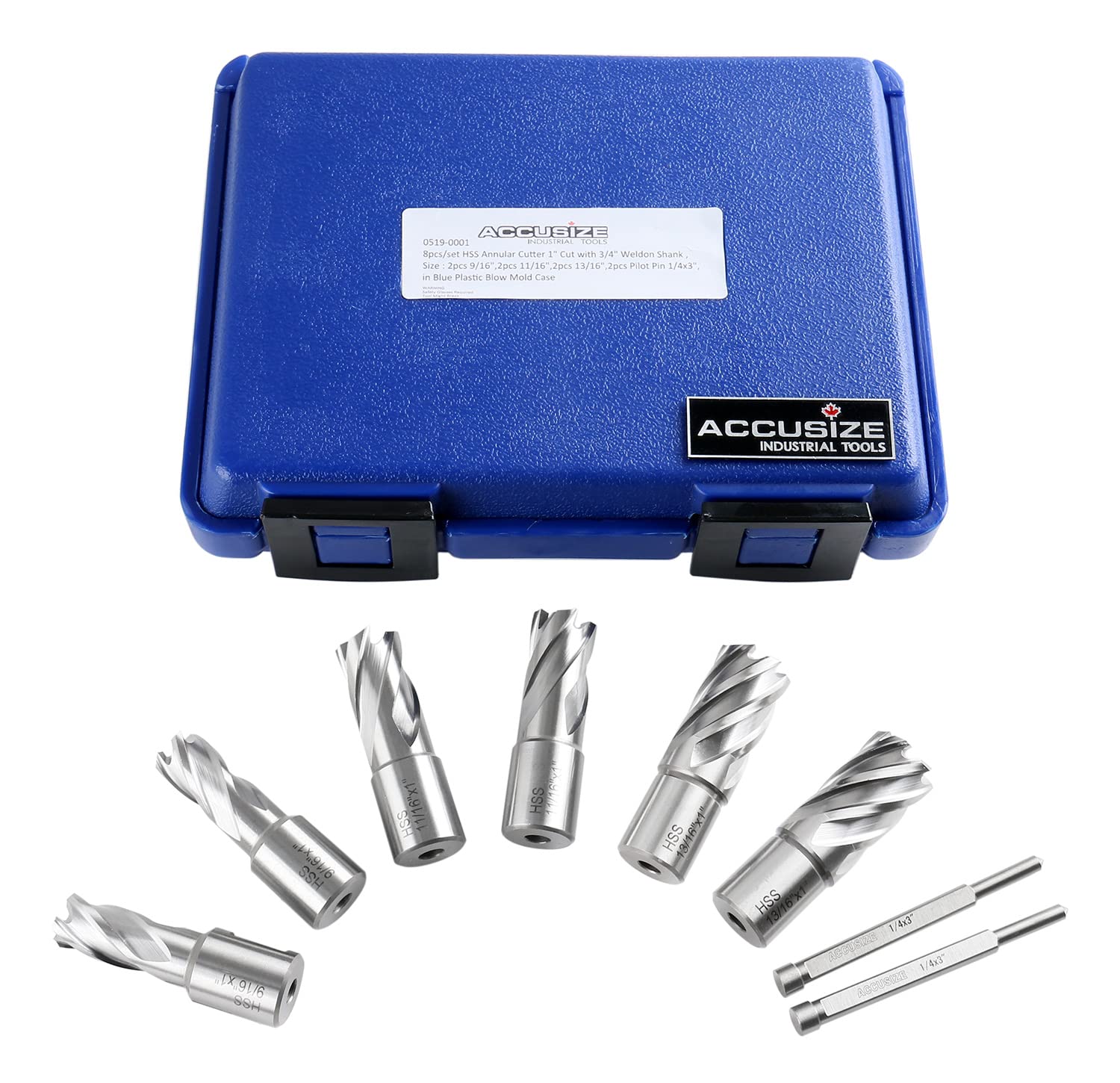 Accusize Industrial Tools - Juego de cortadores anulares métricos y pulgadas