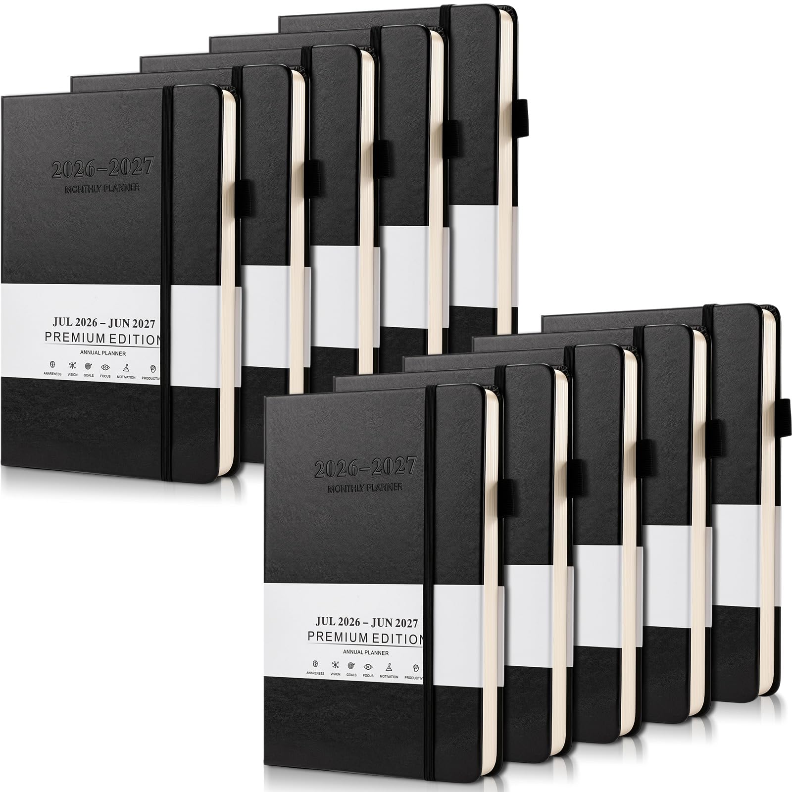 Chiisong Agenda mensile 2026-2027 da luglio 2026 a giugno 2027, 10 pezzi, agenda accademica 21,4 x 14,4 cm, per forniture scolastiche e ufficio (nero)