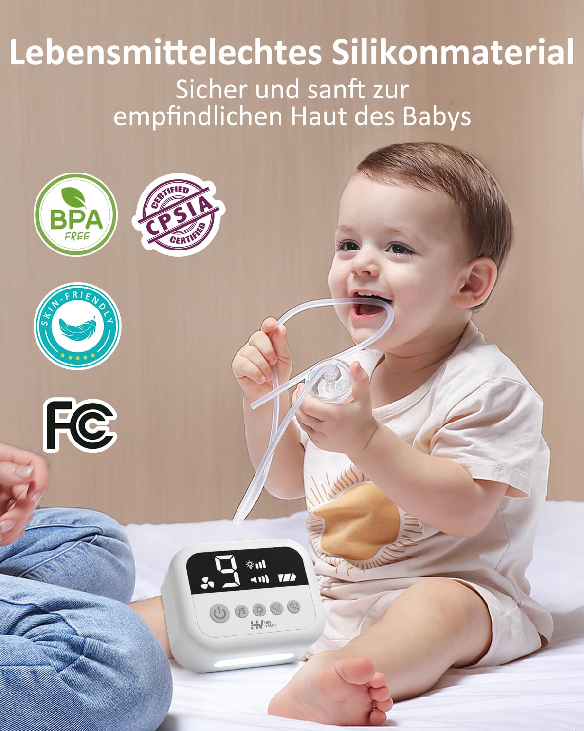 Nasensauger Baby Elektrisch |Elektrischer Nasensauger für Babys 9 Saugstärken Nasensekretsauger Baby Staubsauger Wiederaufladbar Mit Licht und Beruhigender Musik Sicher Effizient Sanft 4
