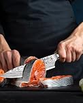 MOSFiATA 8 inch Couteau de chef professionnel Super Sharp avec garde-doigts et aiguiseurs de couteaux, acier inoxydable haute carbone allemand EN1.4116 avec poignée Micarta et boîte cadeau