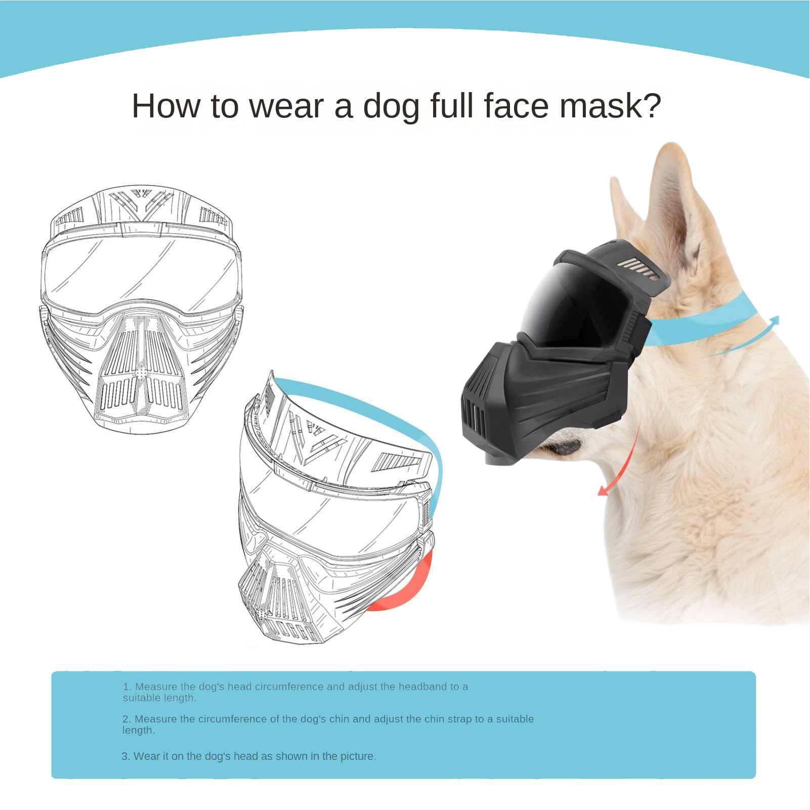 Okulary Dla Średniej Rasy Przeciwmgielne Ochronne Z Osłoną Pyska