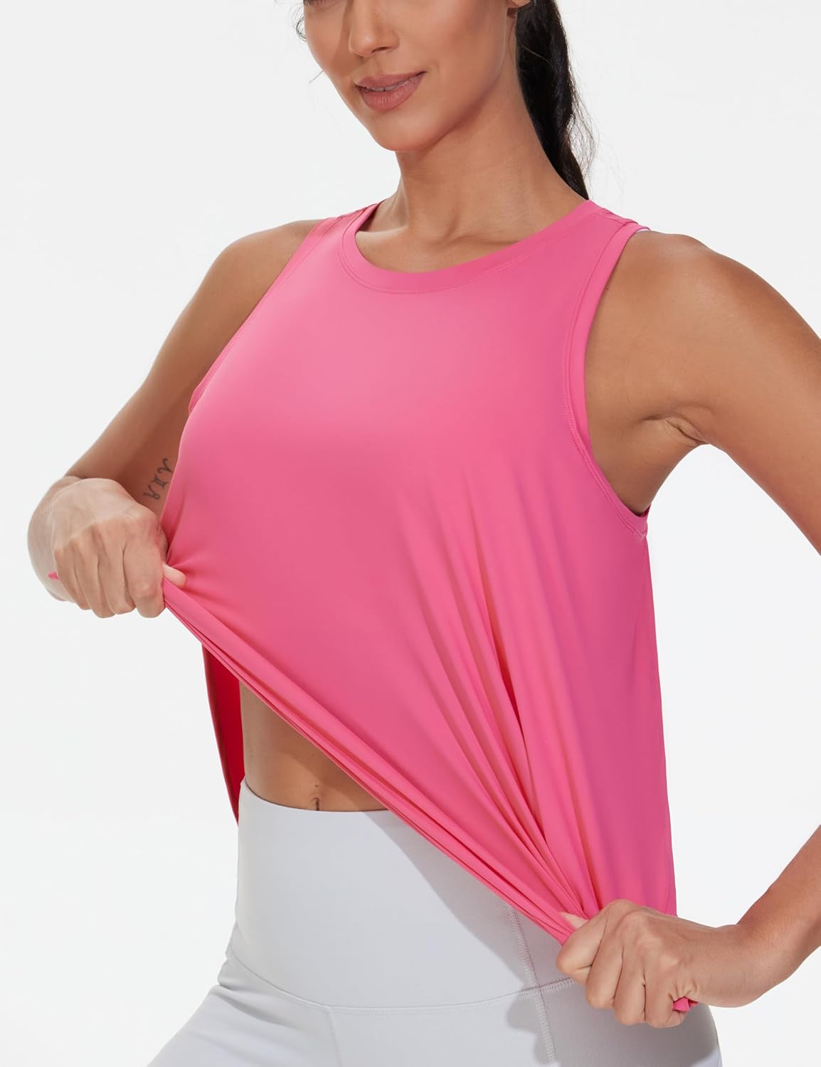 THE GYM PEOPLE Womens Racerback Workout Tank Tops Split Side Loose Fit Sleeveless Yoga Running Shirts with Curved Hem - Image 5