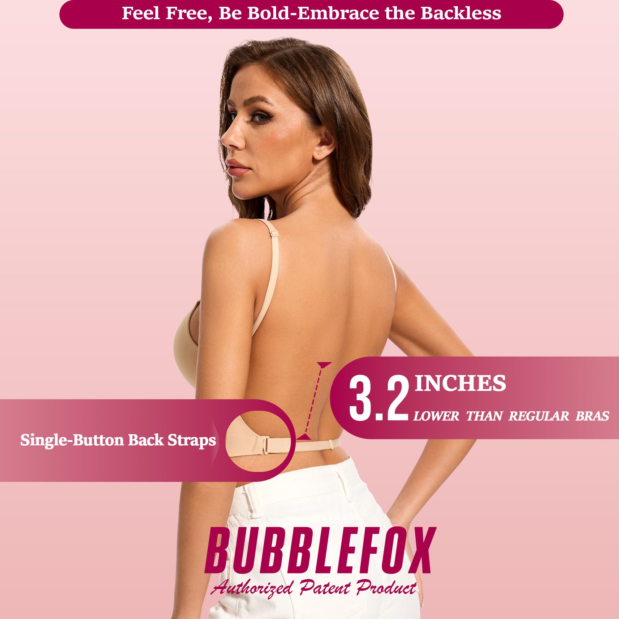 Soutien Gorge Dos Nu-Soutien Gorge Dos Transparent-Invisible Multiples et Convertibles sans Coutures à Léger Rembourrage